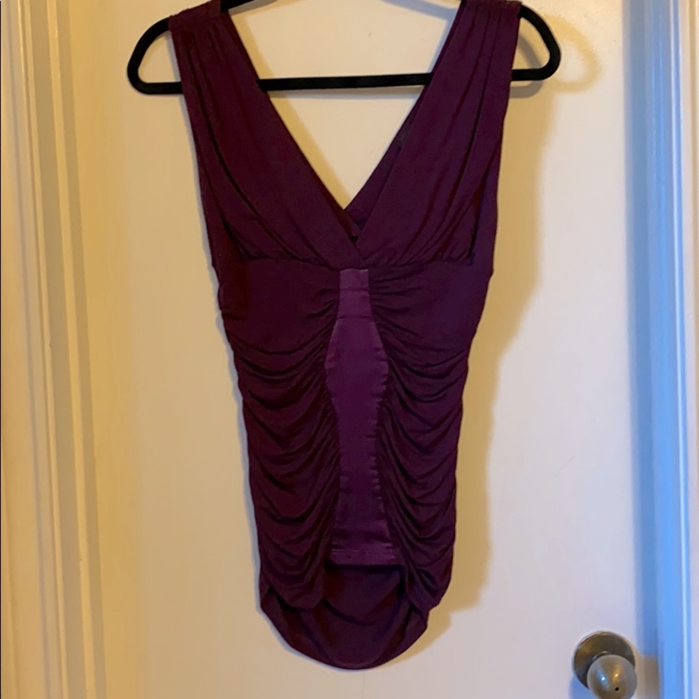Deep eggplant purple Bebe V-neck sleeveless top